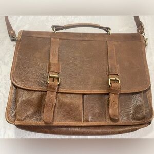 Ameri Leather Briefcase Satchel Messenger Laptop Shoulder Bag Tan Brown